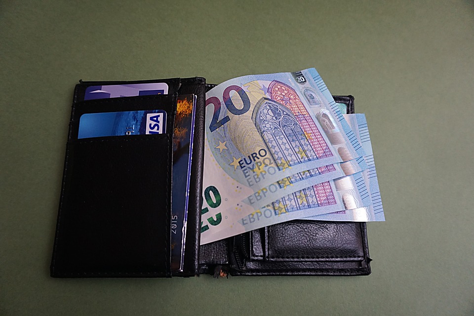 peněženka a eura